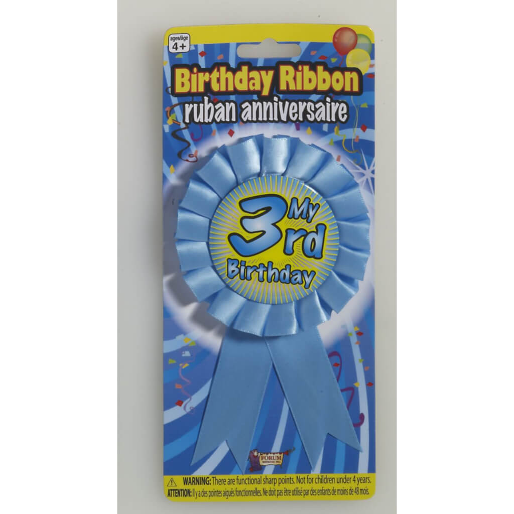 AWARD RIBBON MY 3RD B&#39;DAY BLUE 