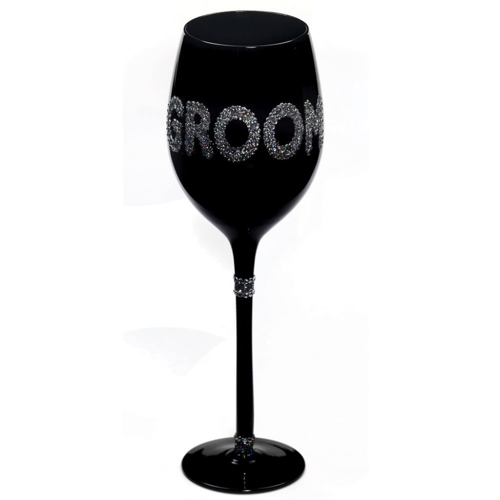 WINE GLASS GROOM BLACK 