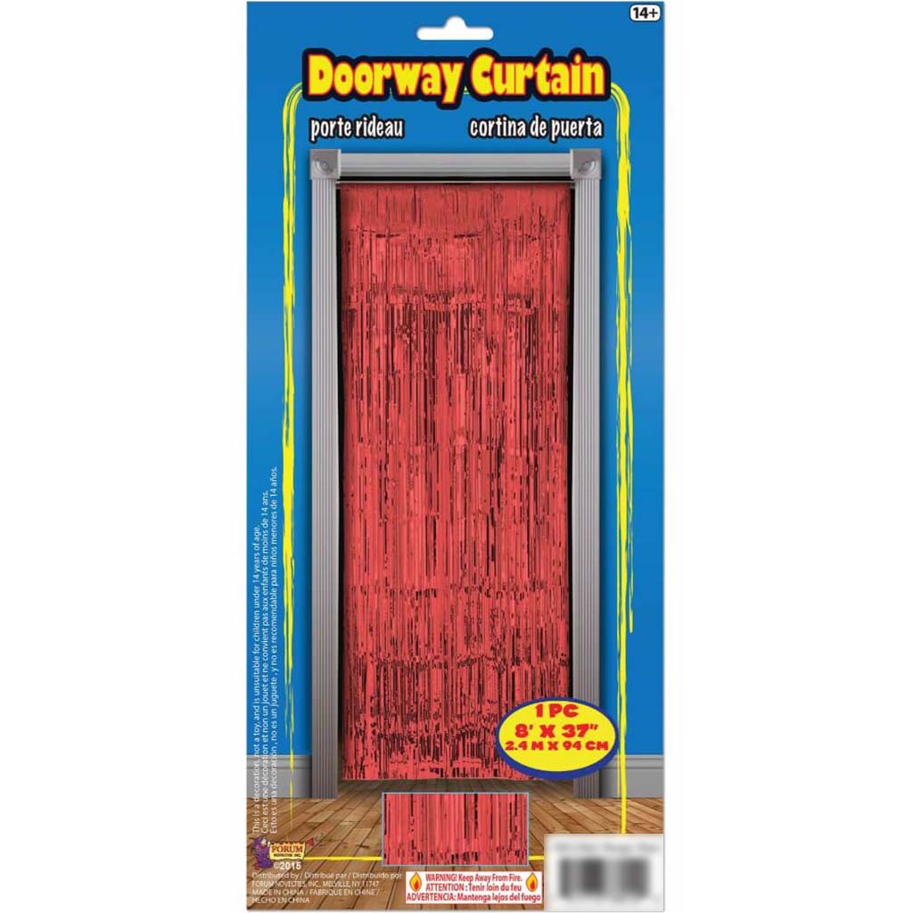 Tinsel Curtain 8ft x 37in Red 