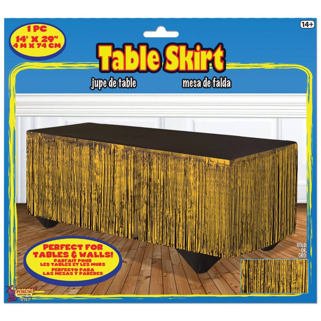 TINSEL TABLE SKIRT 14' X 29" GOLD 