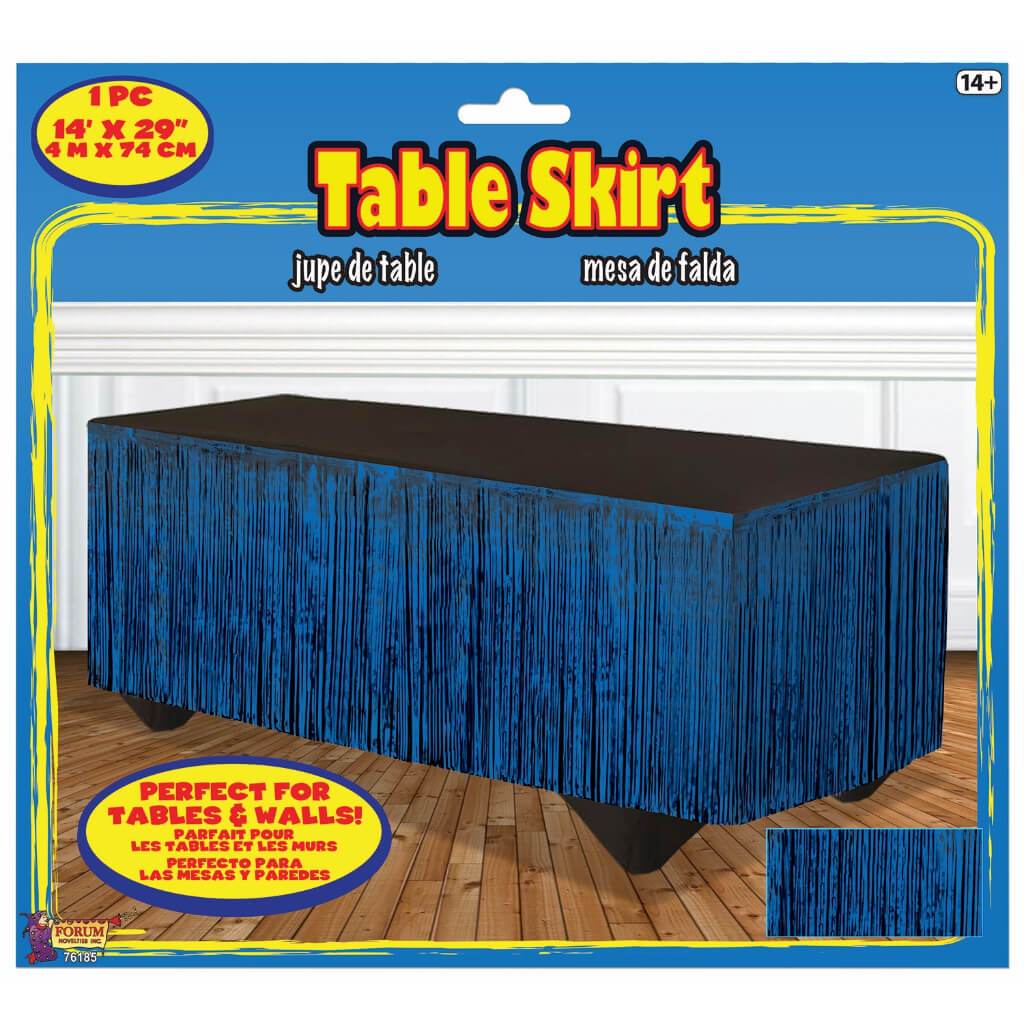 TINSEL TABLE SKIRT 14&#39; X 29&quot; BLUE 