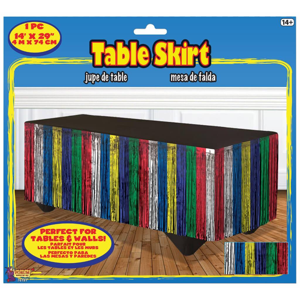 TINSEL TABLE SKIRT 14' X 29" MULTI COLOR 
