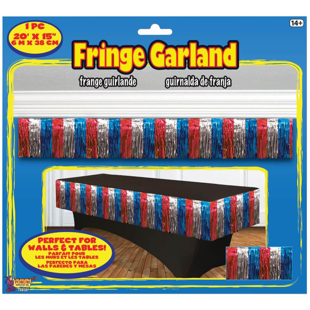 FRINGE GARLAND RED SILVER BLUE 