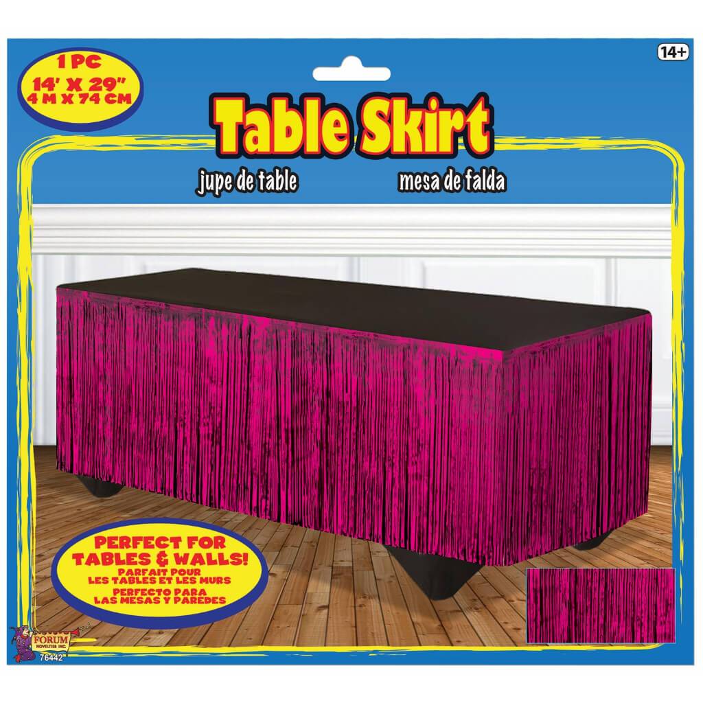 TINSEL TABLE SKIRT HOT PINK 