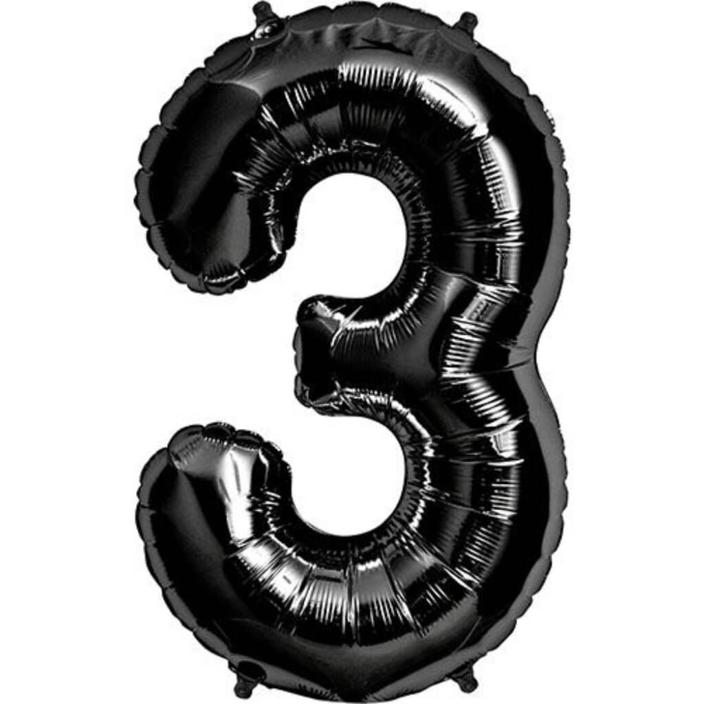 Foil Balloon Number 3  34in Black