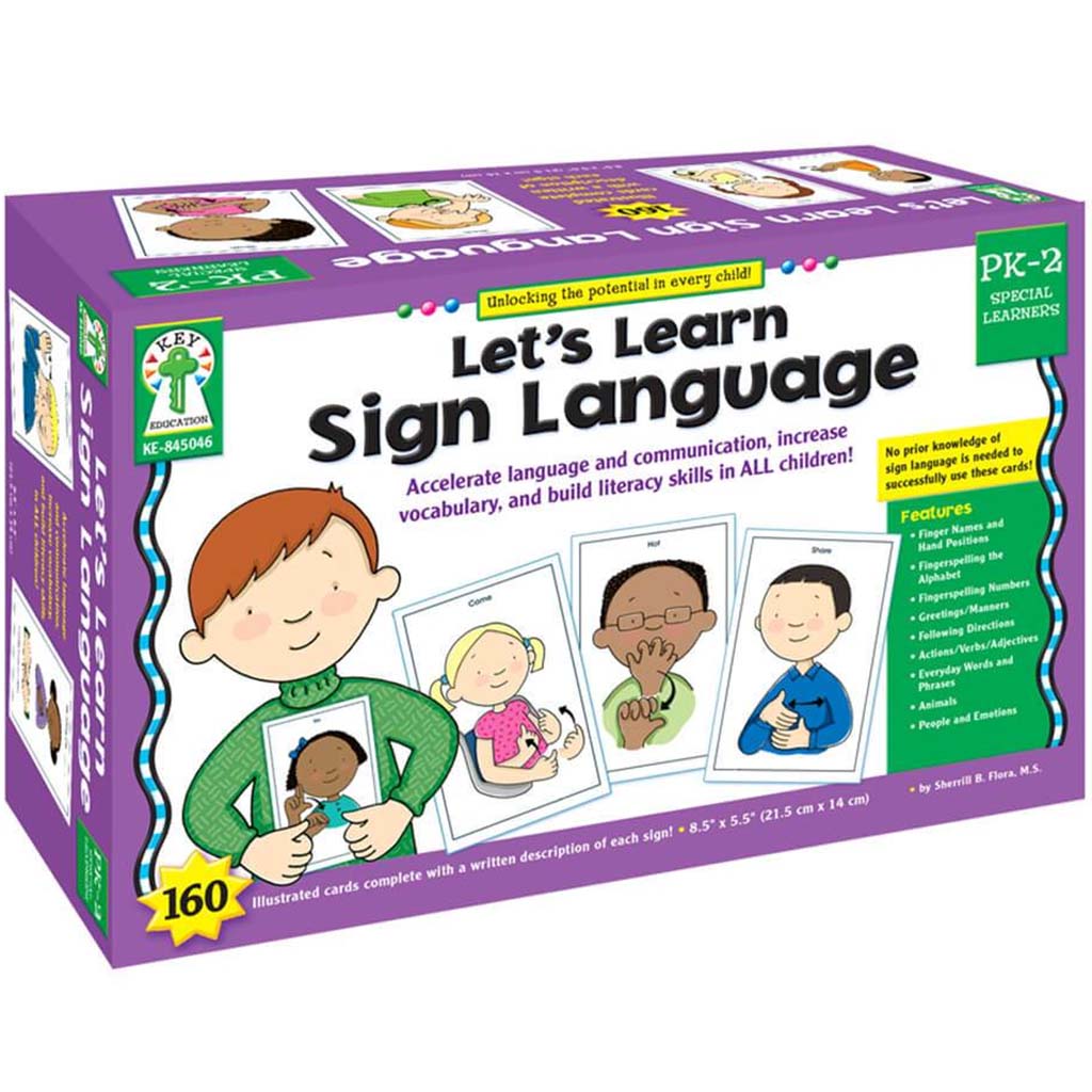 Lets Learn Sign Language Learning Cards Pk-Grade 2