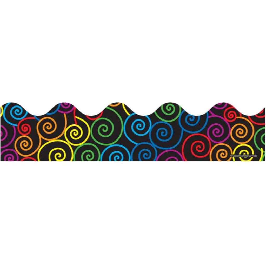 Rainbow Swirls Scalloped Borders 