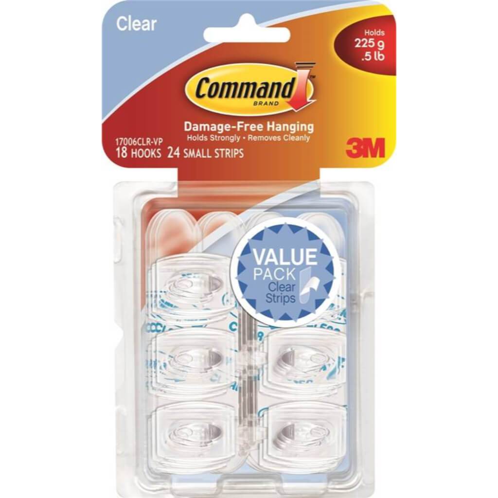 3M Command Clear Mini Hooks Value Pack of 18 