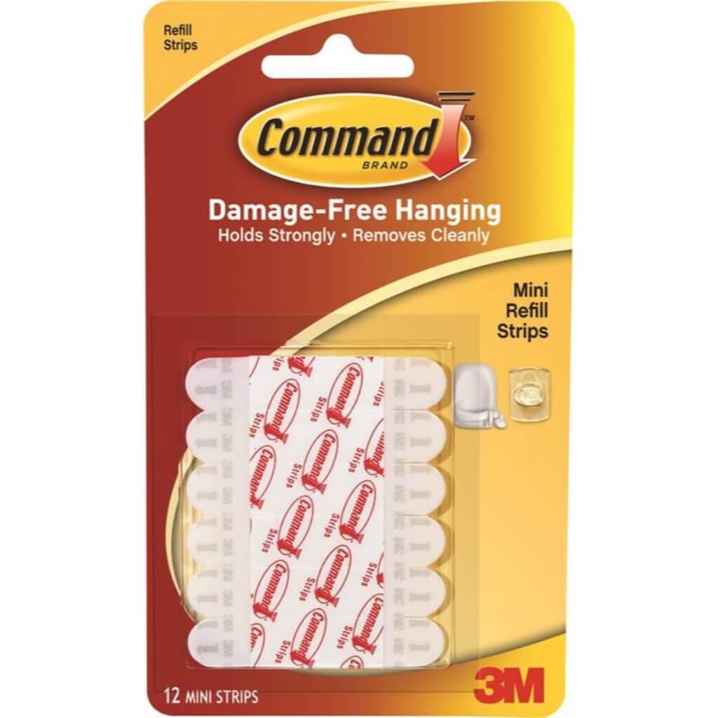 3M Command 12 Mini Clip Replacement Adhesive Strips