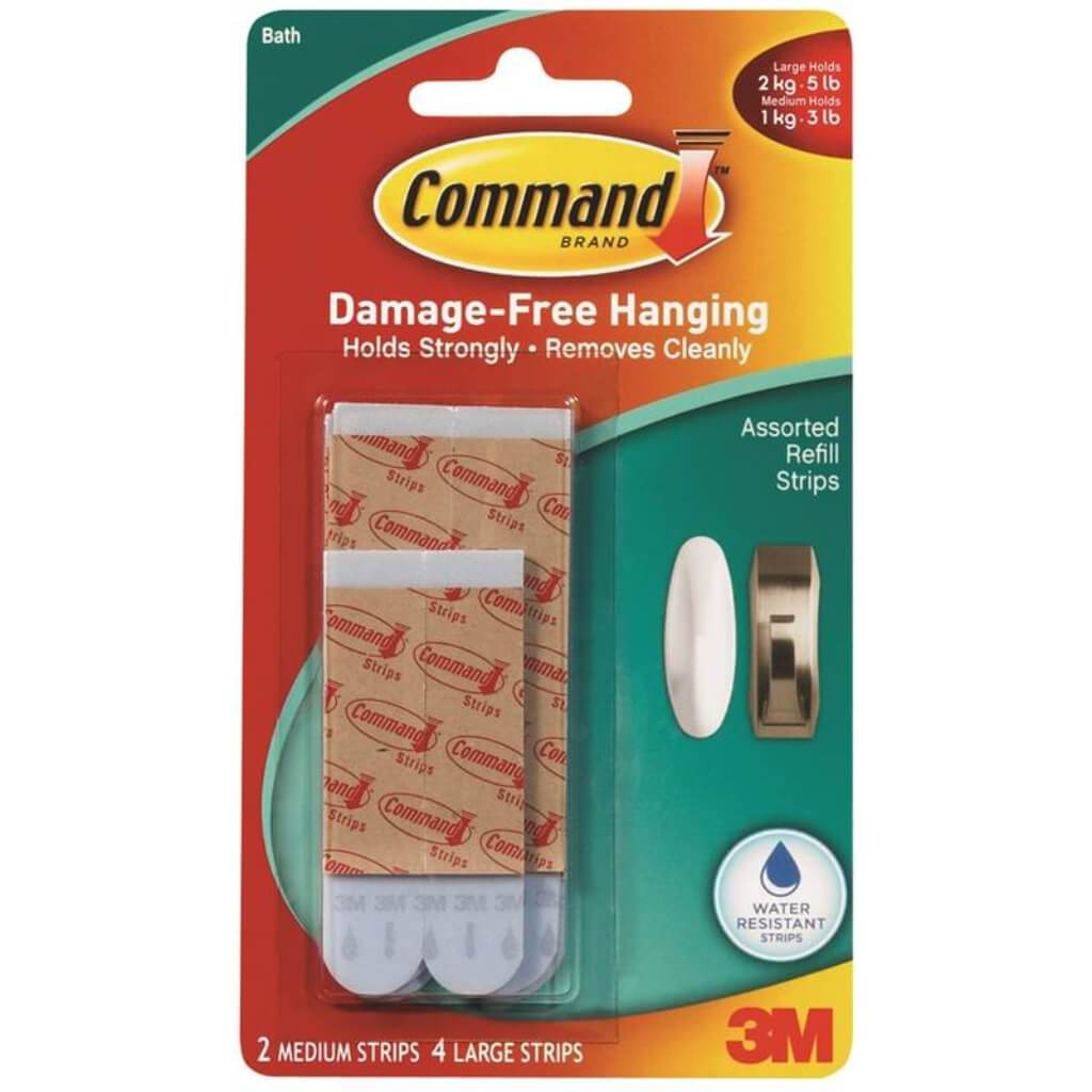 3M COMMAND Replacement Adhesive Strip Pack of 6