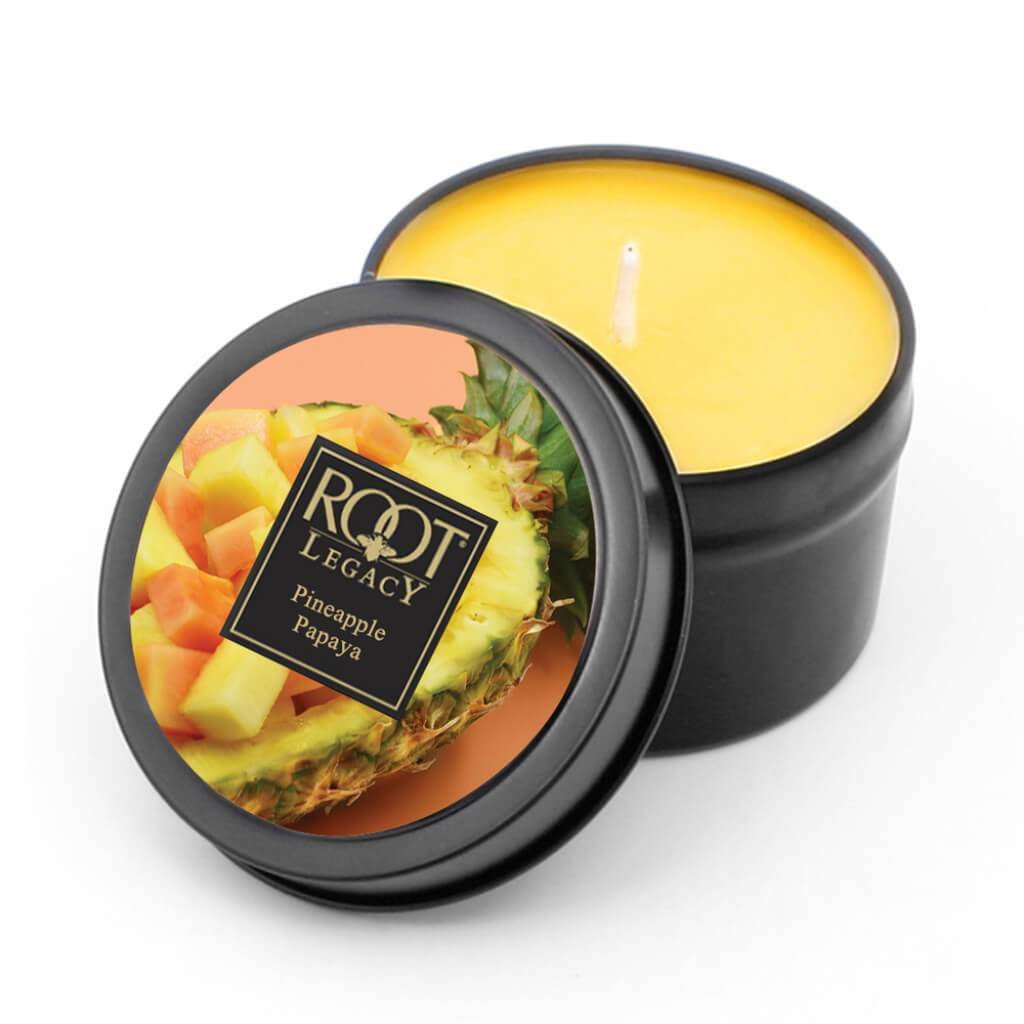 Travel Tin Scented Candle Pineapple Papaya 