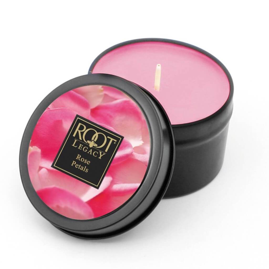 Travel Tin Scented Candle Rose Petals 