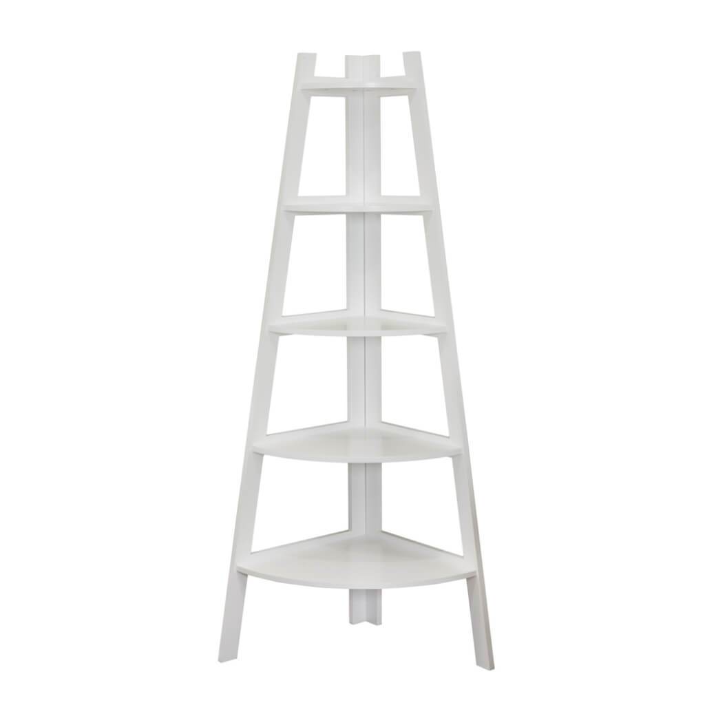 CORNER LADDER DISP BOOKSHELF 5 TIER WHITE 