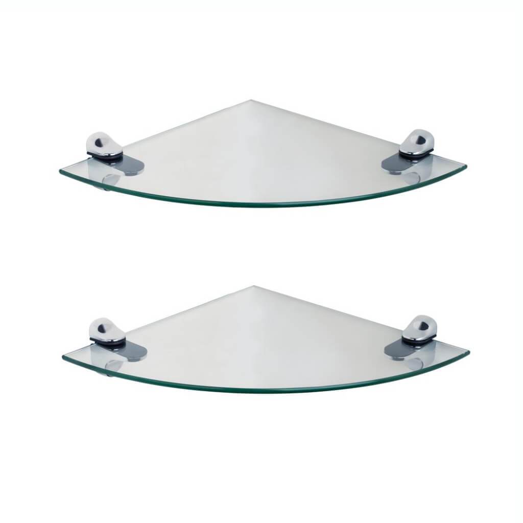 Clear Glass Radial Floating Shelves With Chrome Brackets (Set Of 2) 