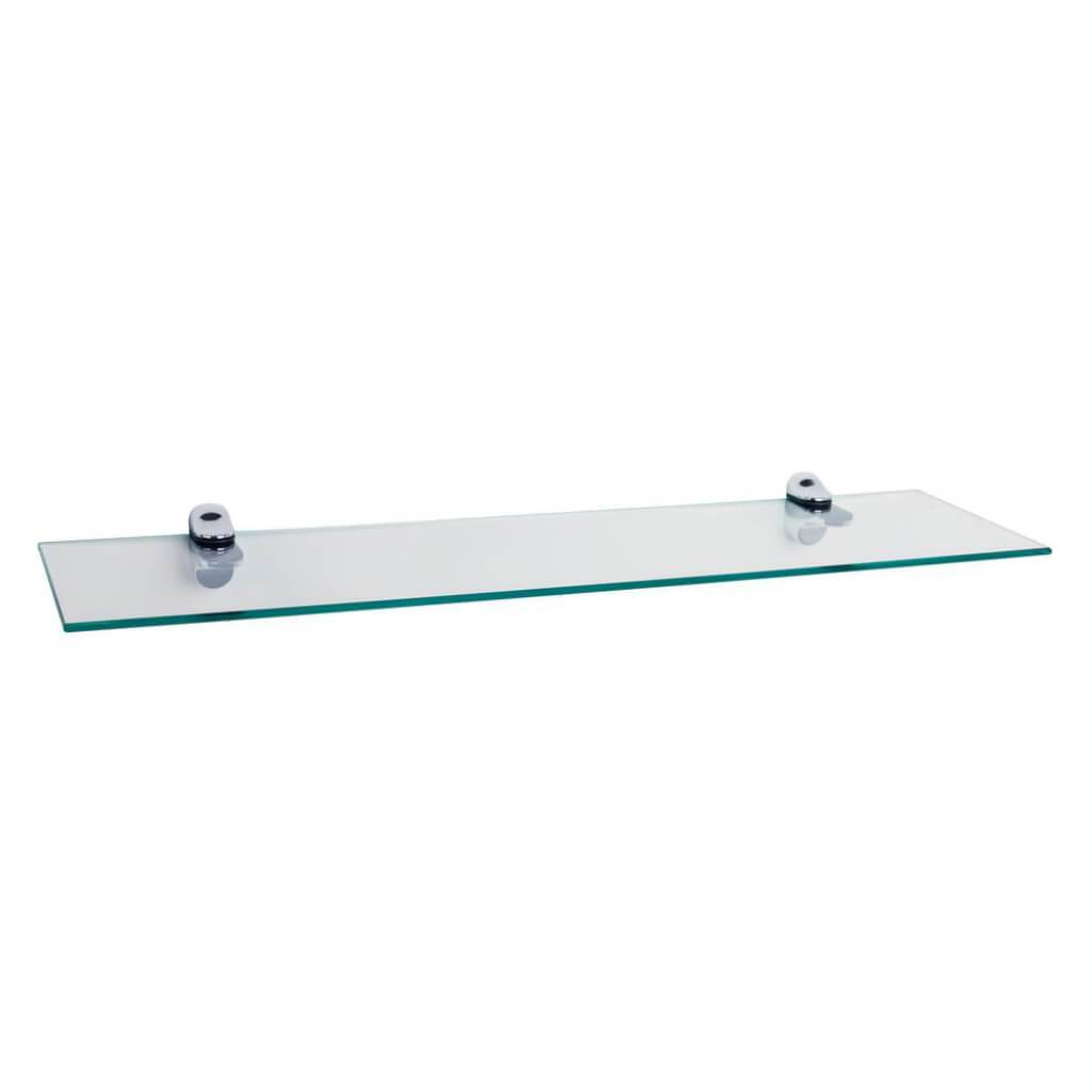 Clear Glass Floating Shelf With Chrome Brackets 