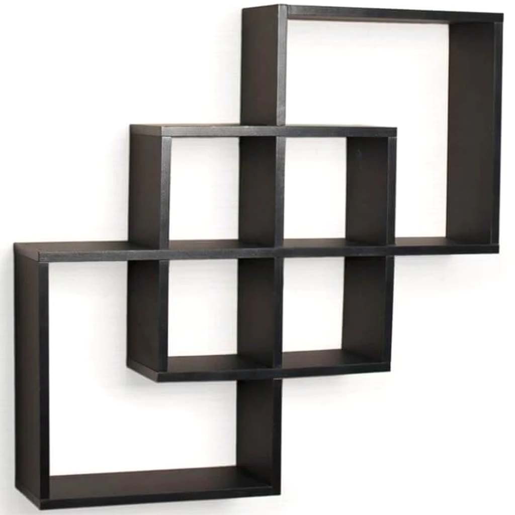 Laminated Intersecting Squares Decorative Wall Shelf Black 23.5&quot; X 23.5&quot; 