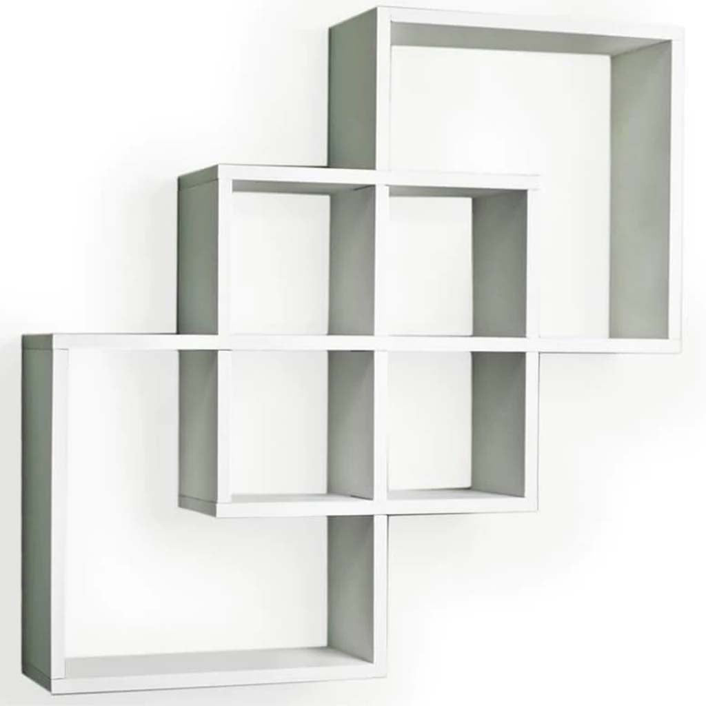 Laminated Intersecting Squares Decorative Wall Shelf White 23.5&quot; X 23.5&quot; 