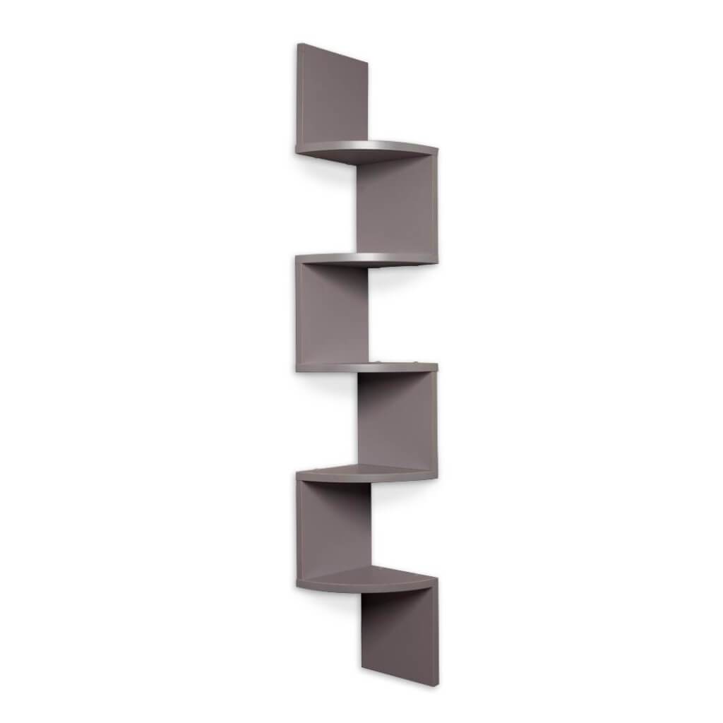 Zig Zag Floating Laminate Corner Wall Decorative Shelf Gray Finish 7.75" X 7.75" 