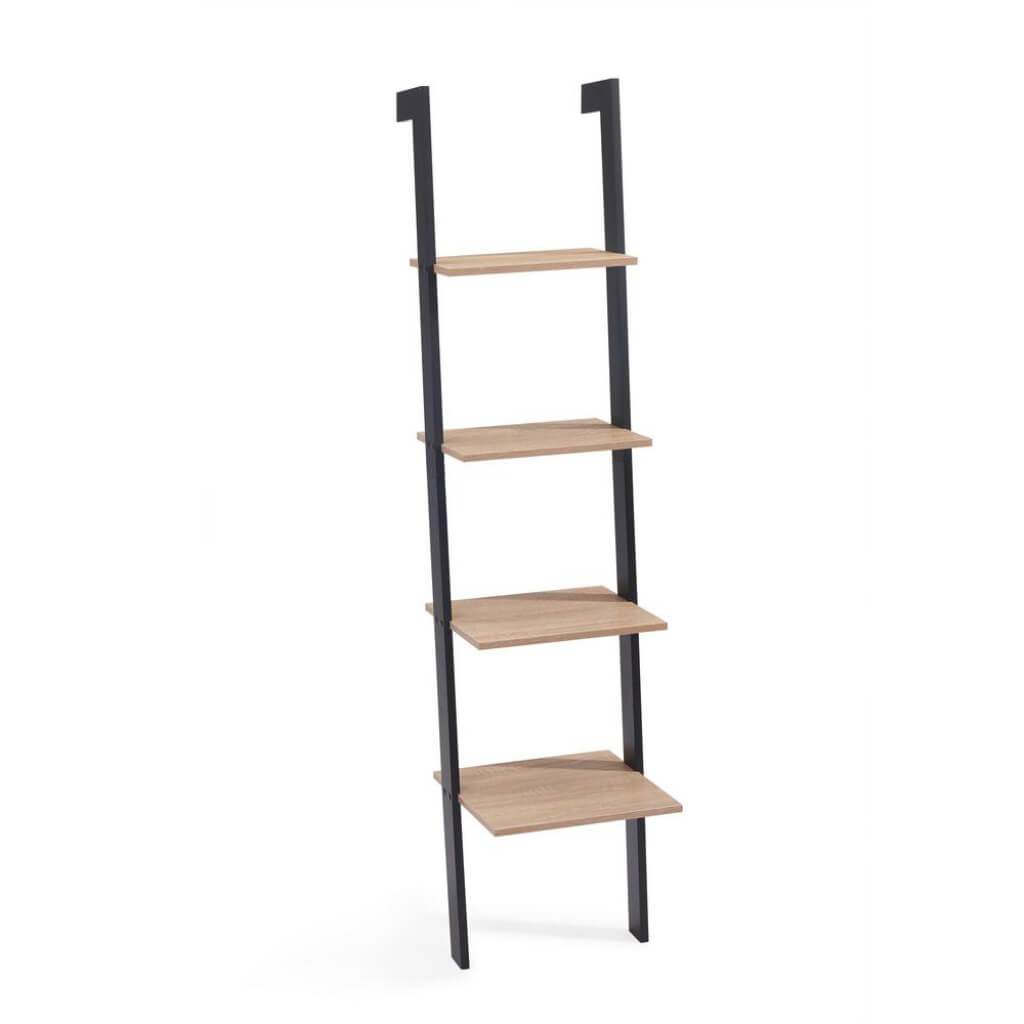 LEANING 4 LEVEL SHELF BLACK &amp; WEATHERED OAK 