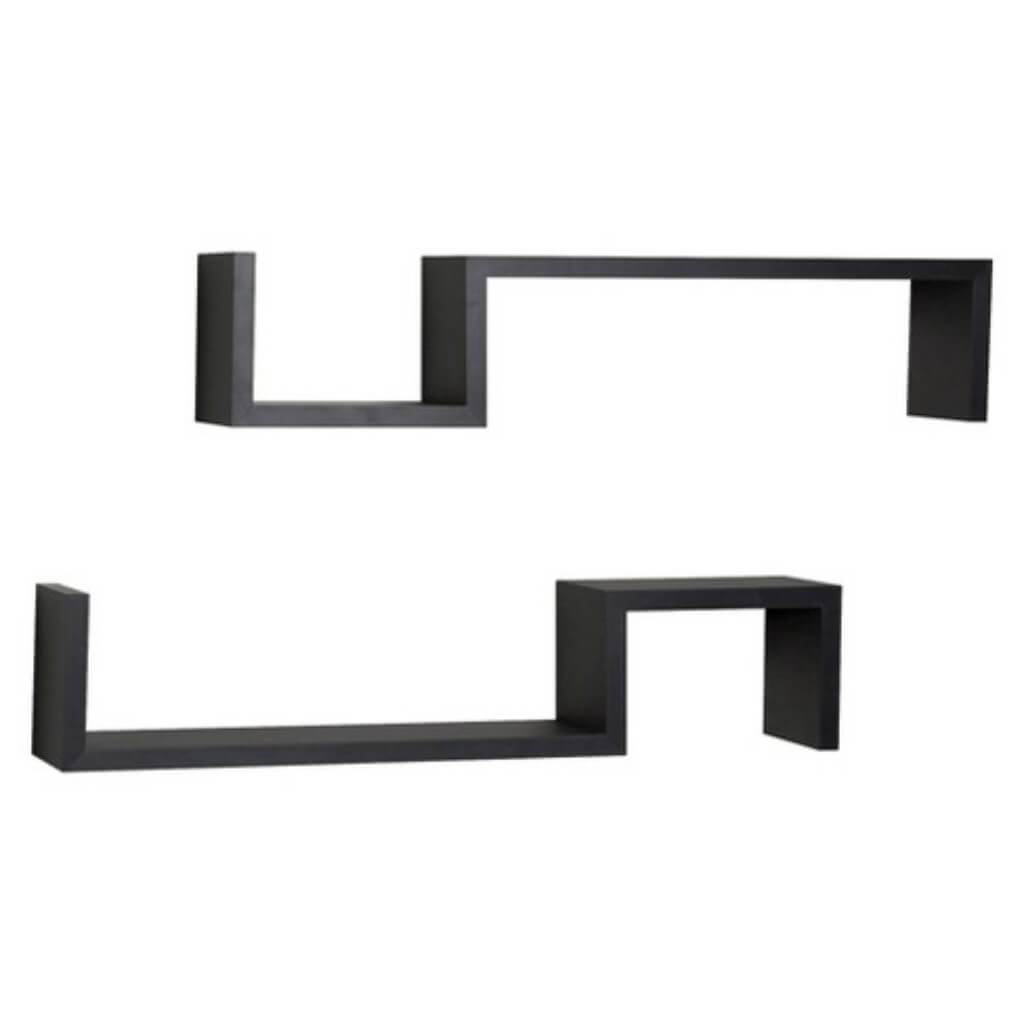 Laminated &quot;S&quot; Wall Mount Shelves (Set Of 2) Black 22.5&quot; X 5&quot; 