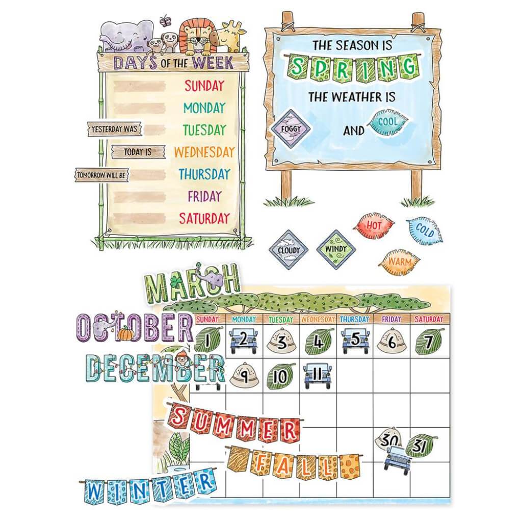 Safari Friends Calendar Bulletin Board Set