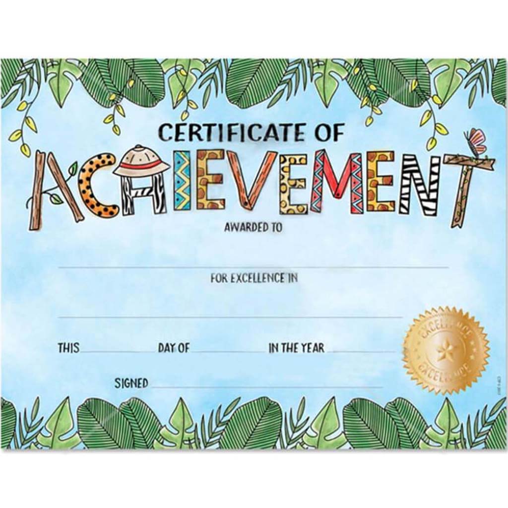 Safari Friends Certificate Of Achievement Large Award 