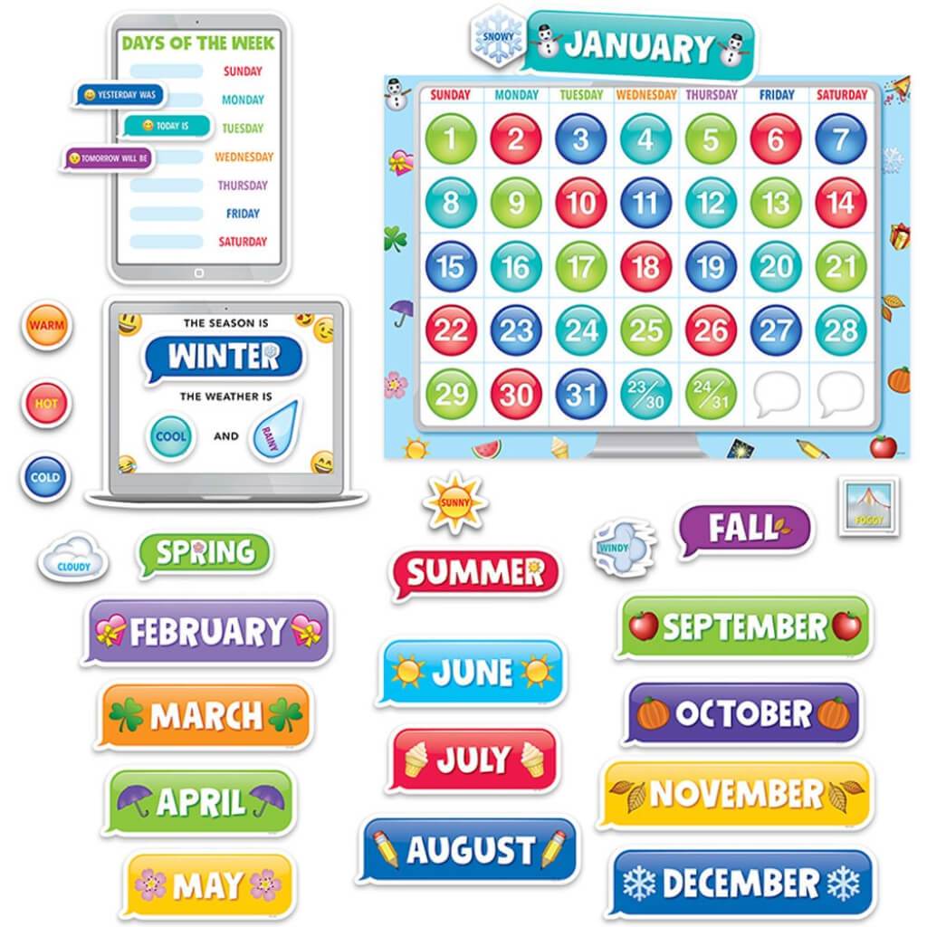 Emoji Fun Calendar Set Bulletin Board