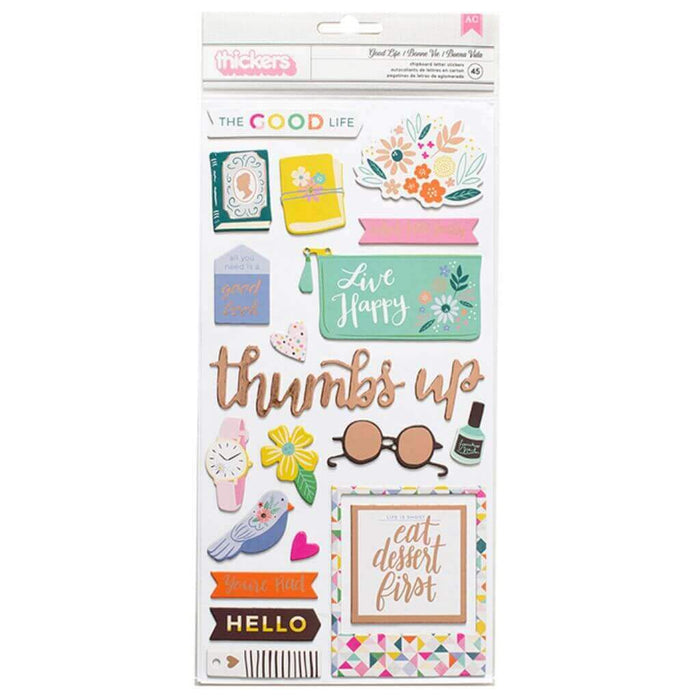 Pink Paislee Oh My Heart 45pcs Chipboard Icon Thicker Stickers