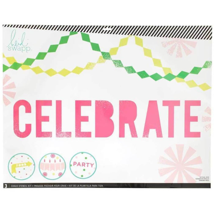 Heidi Swapp 3pcs Chalk Art Stencils Celebration 27in X 21in