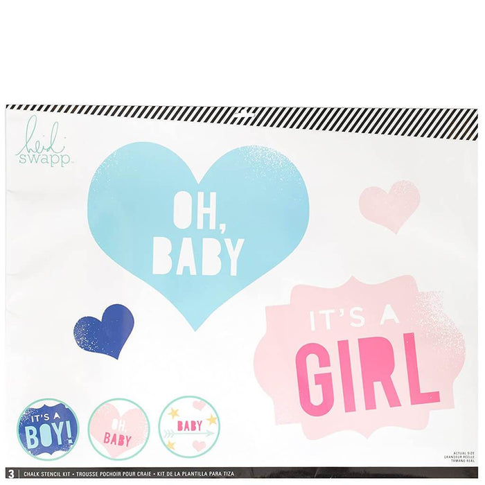 Heidi Swapp 3pcs Chalk Art Stencils It's A Baby 27in x 21in