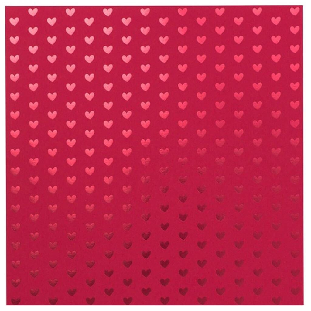 CARDSTOCK FOIL HEARTS 12IN X 12IN