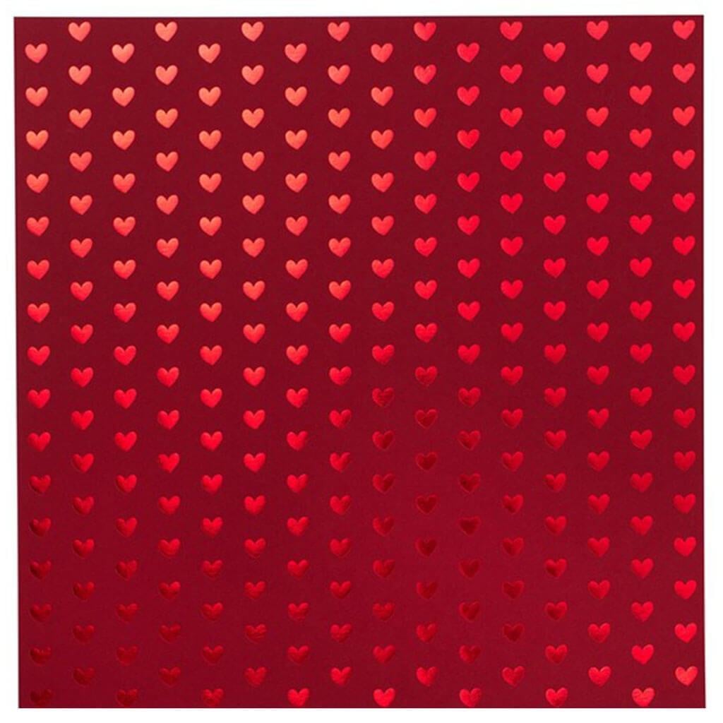 CARDSTOCK FOIL HEARTS 12IN X 12IN