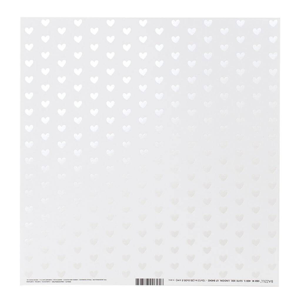 Foil Heart 12in x 12in Marshmallow | Decorative Craft Paper
