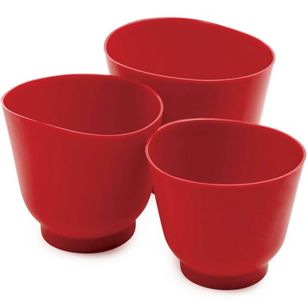 Silicone Bowl Set, 3 Piece Red