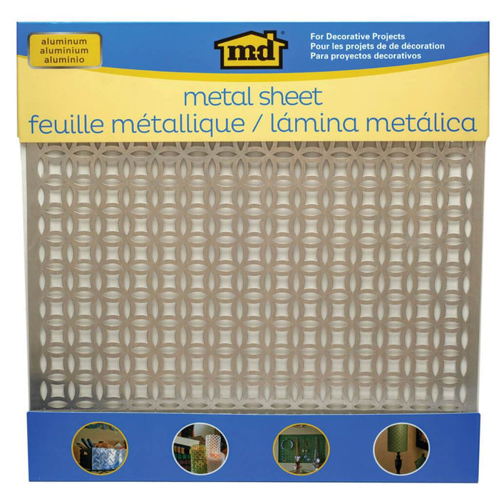 Aluminum Metal Sheet Elliptical Design 12in x 12in Silver Colored