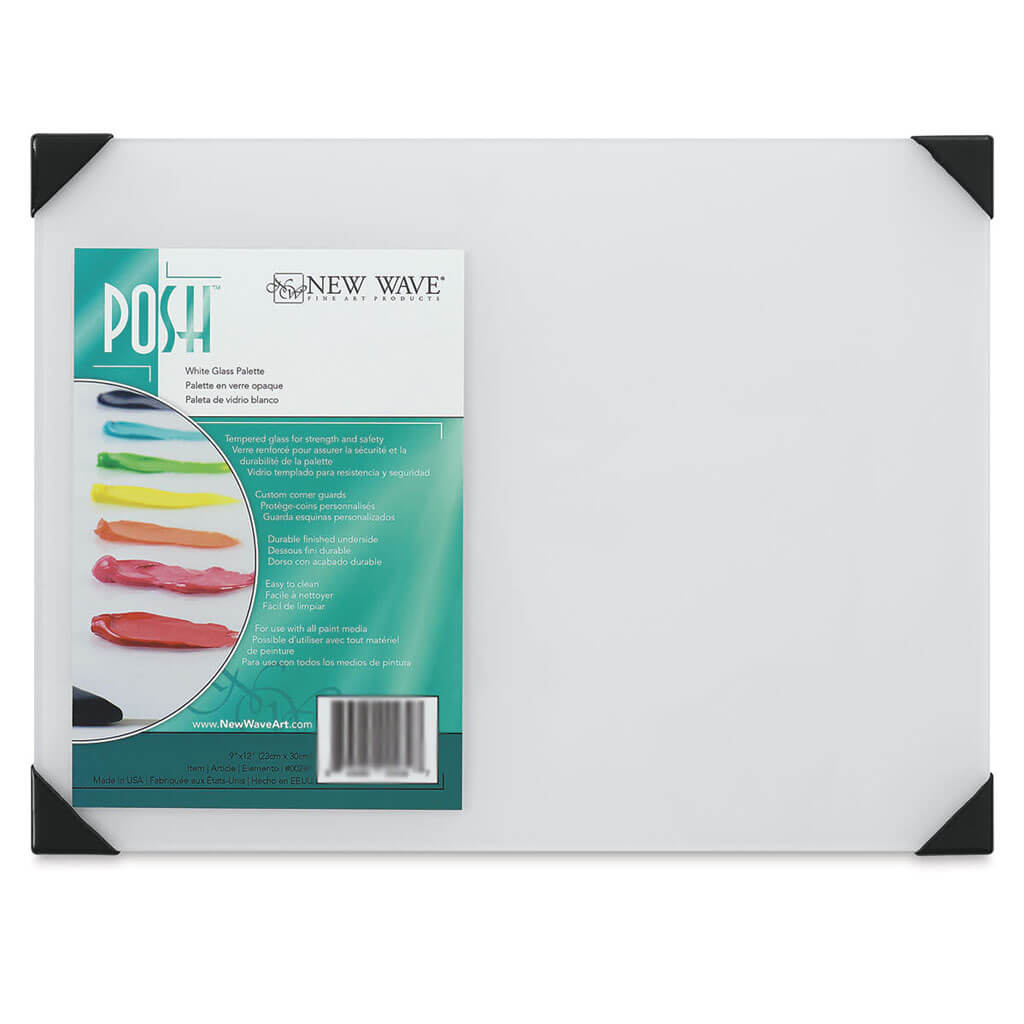 New Wave Posh Glass Tabletop Palette 9in x 12in White