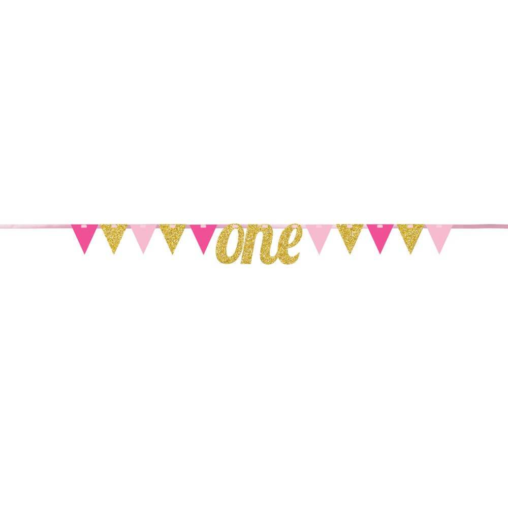 Glitter Banner One Pink 