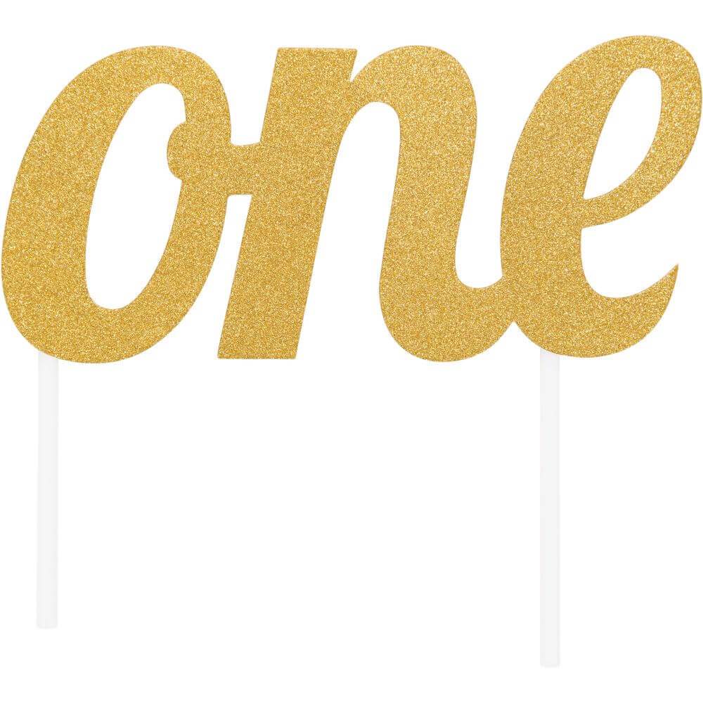 Glitter Cake Topper One Gold 