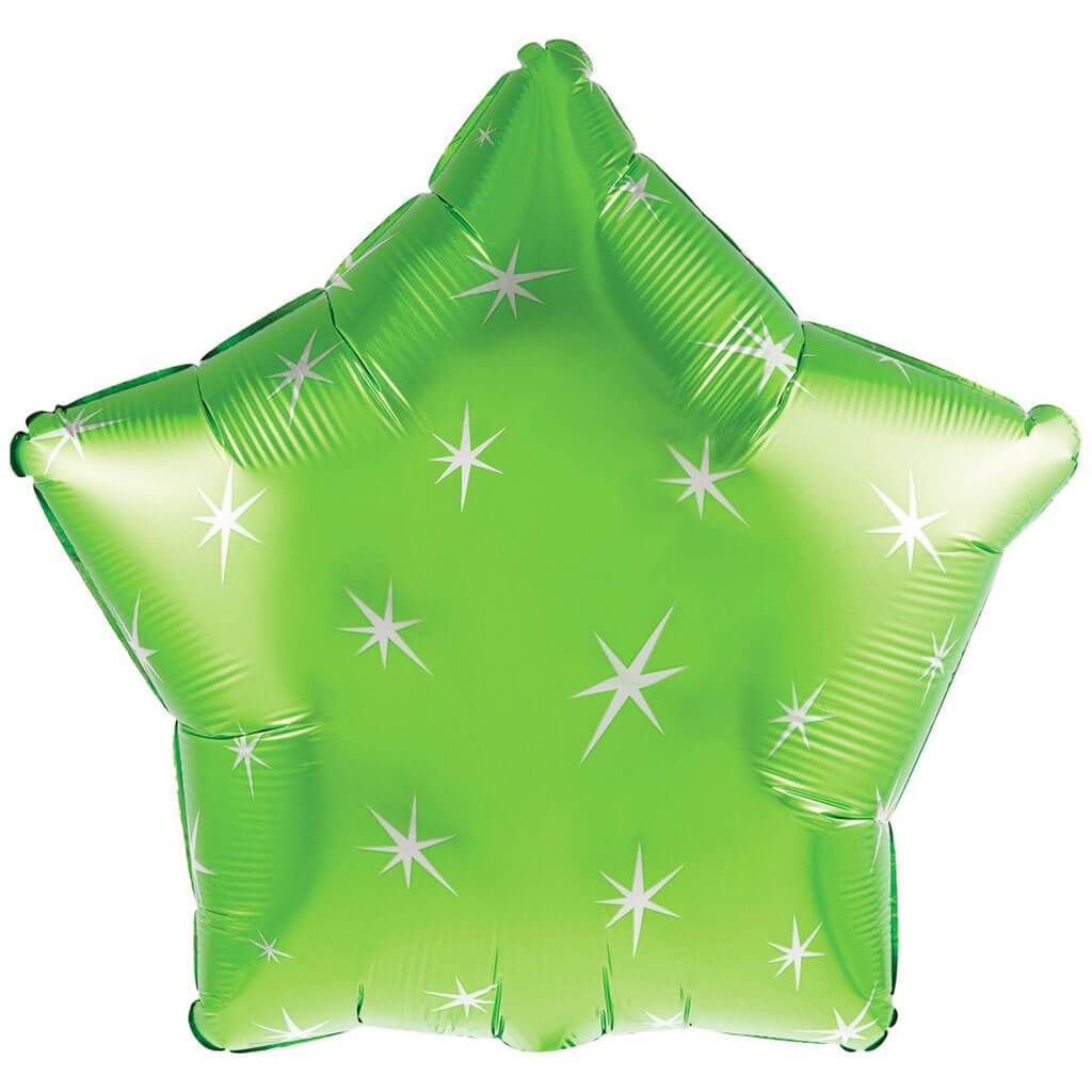 Lime Green Sparkle Star Foil Balloon, 18in