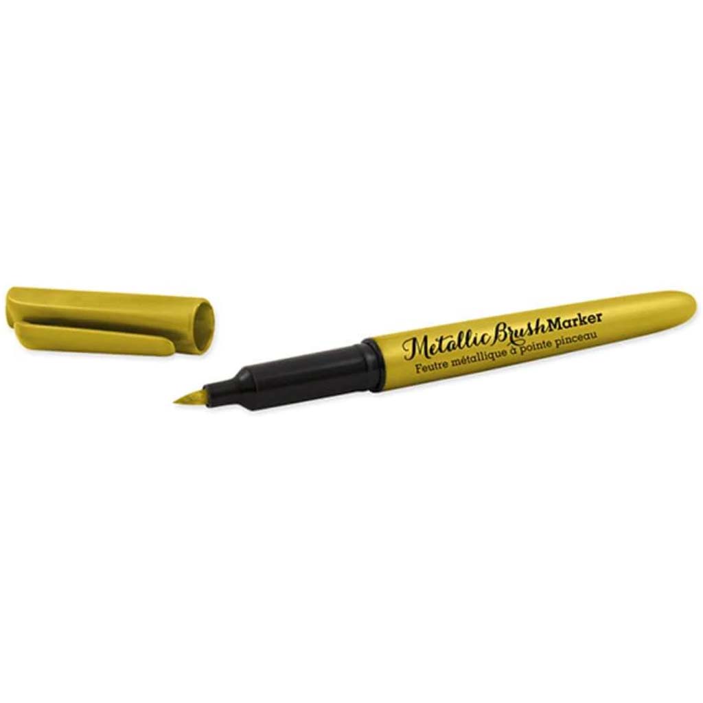 METALLIC BRUSH MARKER PERMANENT 6.8MM GOLD 