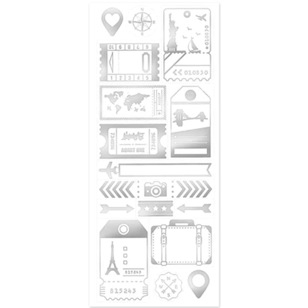 FOIL CLEAR STICKER WORLD TRAVELER SILVER 3.93X9.4 