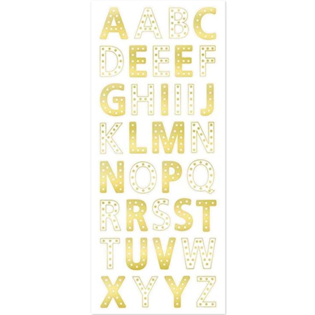 FOIL CLEAR STICKER ALPHABET GOLD 3.93X9.4 