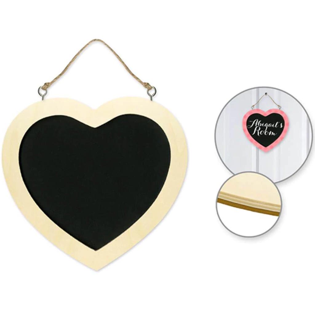 NATURAL CHALKBOARD FRAME HEART 6.75X5.5 