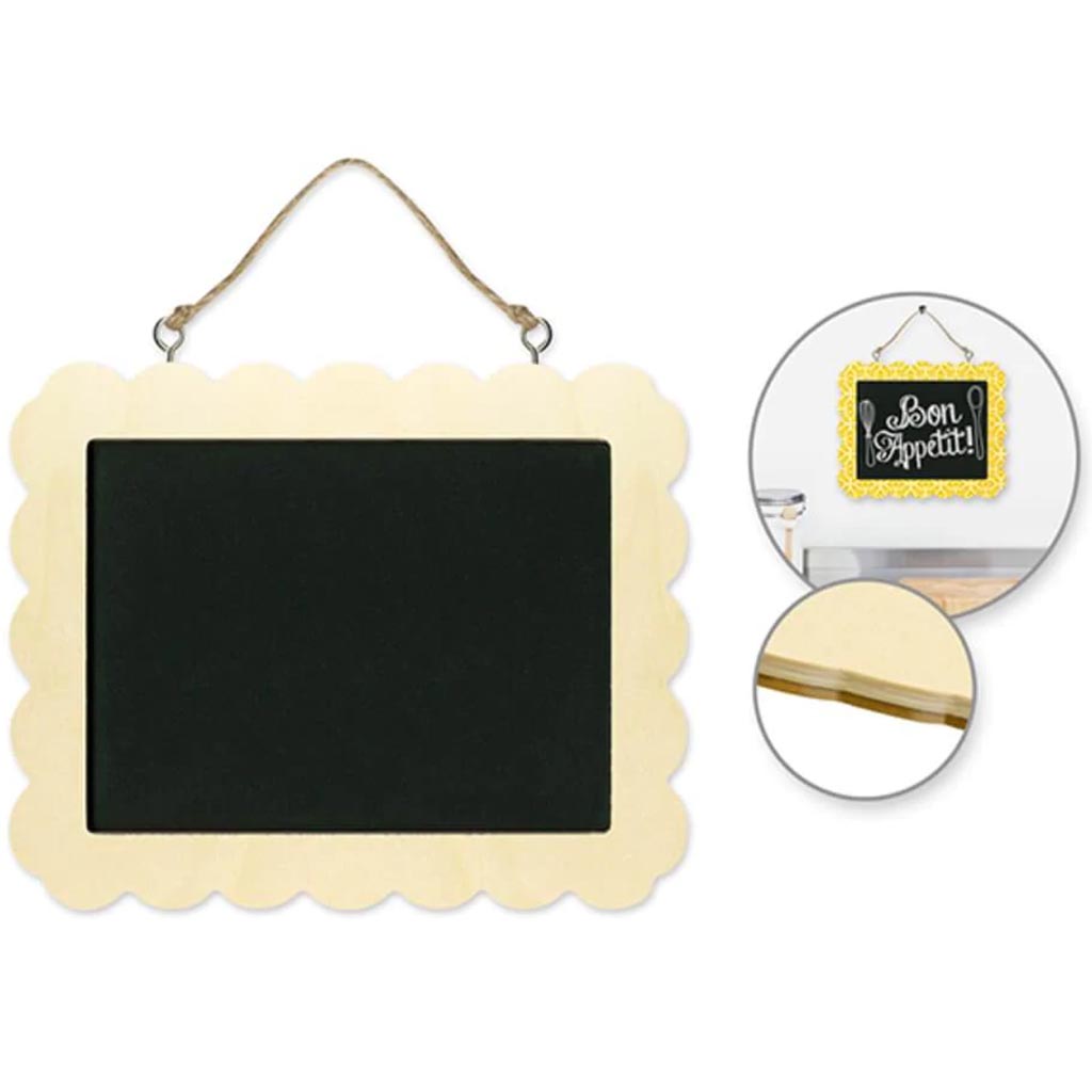 NATURAL CHALKBOARD FRAME SCALLOP 6.75X5.5 