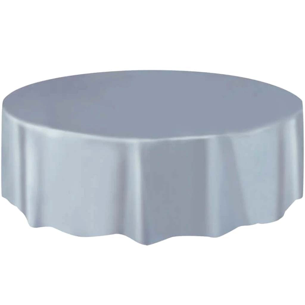 Round Tablecover 84in, Silver Solid 