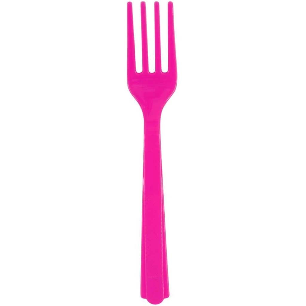 Plastic Forks 18ct, Neon Pink Solid 