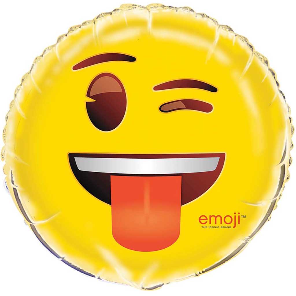 Wink Emoji Round Foil Balloon, 18in 