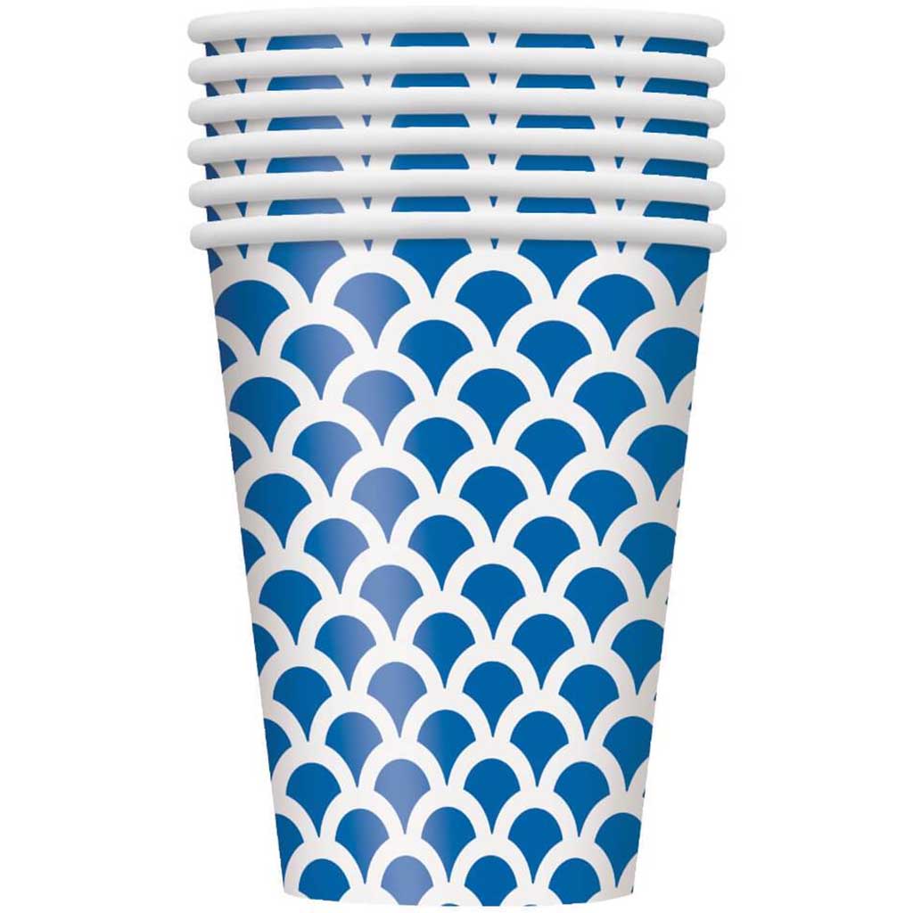 Royal Blue Scallop 12oz Paper Cups, 6ct 