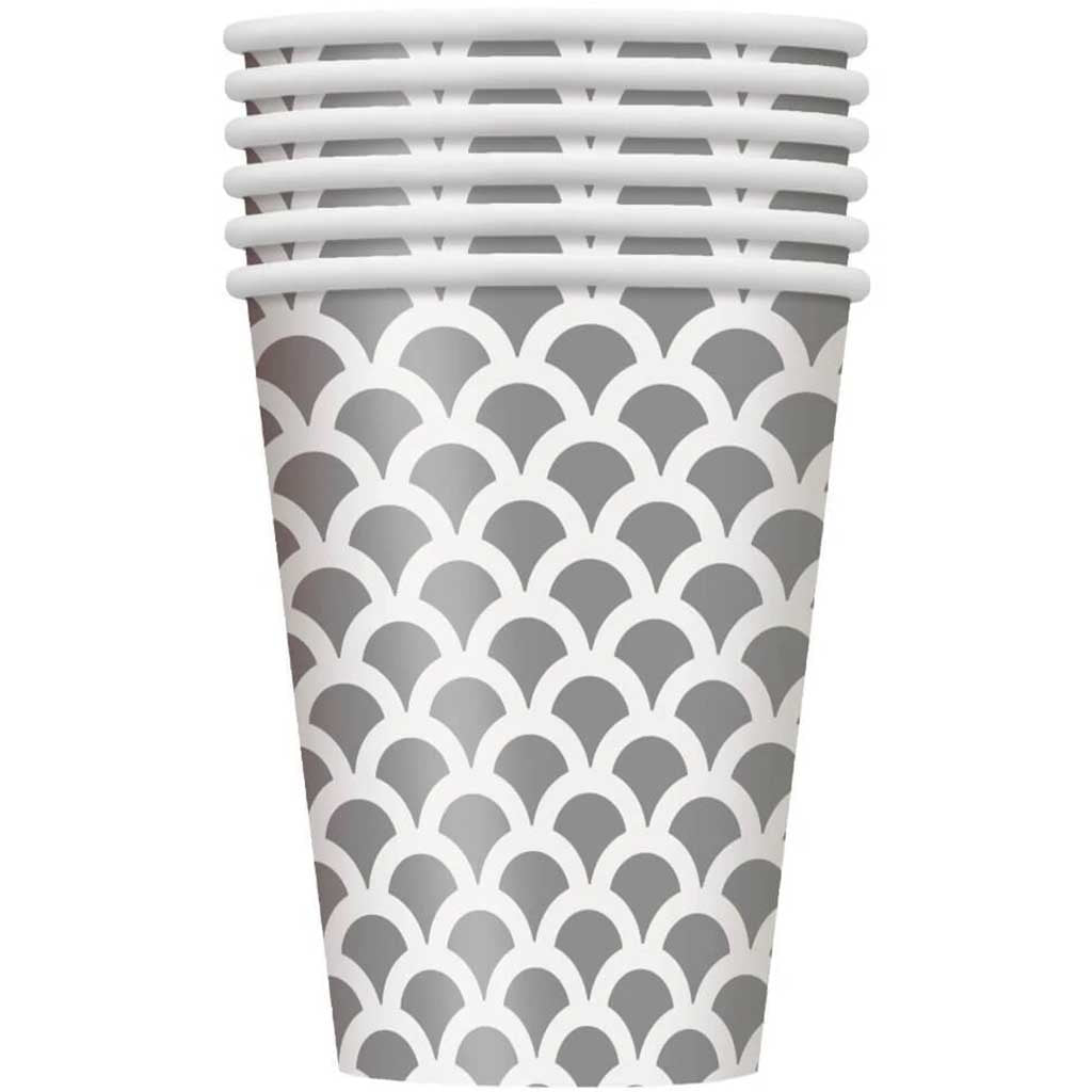 Silver Scallop 12oz Paper Cups, 6ct 