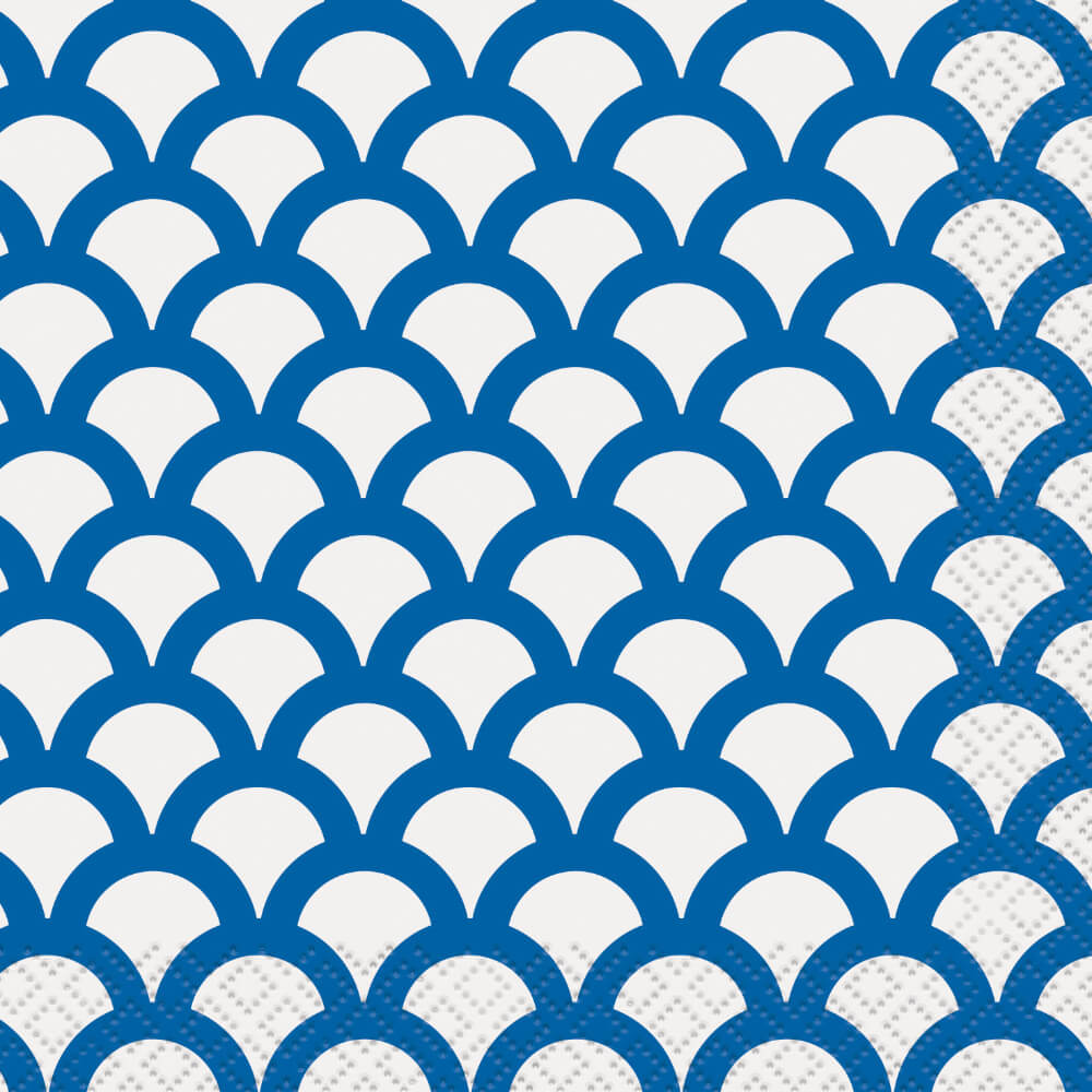 Royal Blue Scallop Beverage Napkin